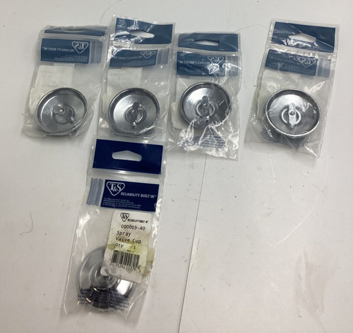 (QTY 5) T&S 000019-40 Brass Spray Valve Cup Polished Chrome Plated Brass