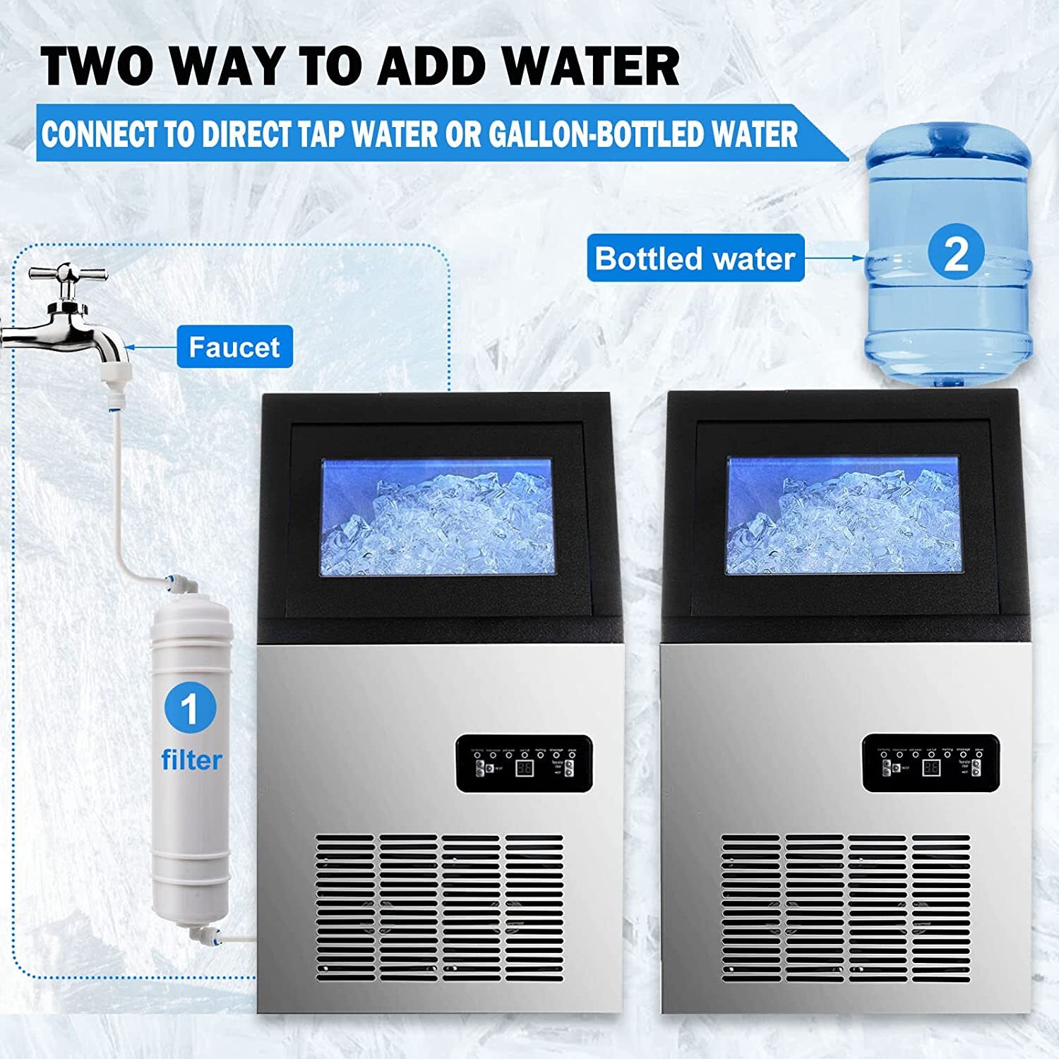 80-150 LB Built-In Commercial Ice Maker Stainless Ice Cube Machine Freestanding