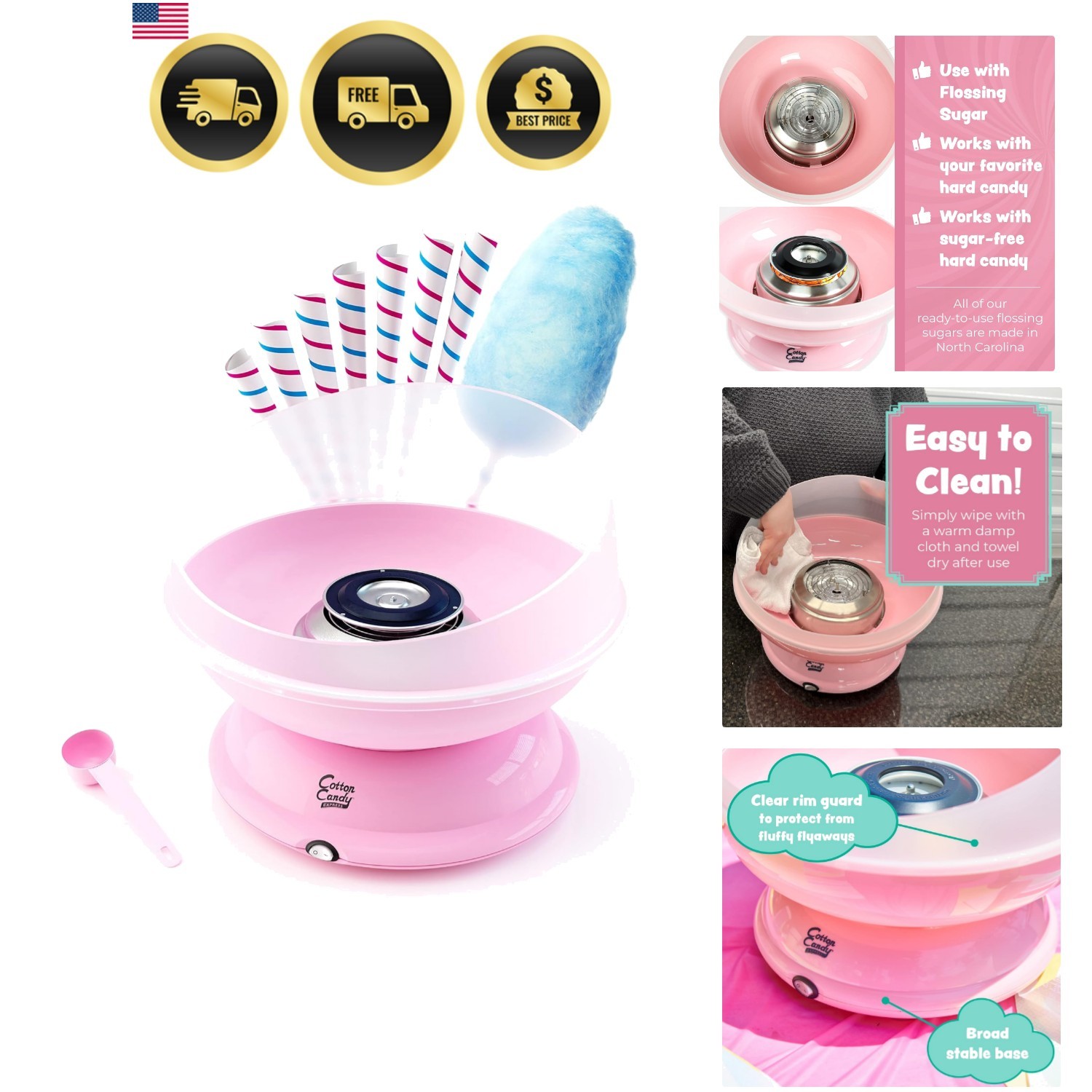 S Cotton Candy Machine, Easy to Use and Clean, Nostalgia, and Fun, Comes with…