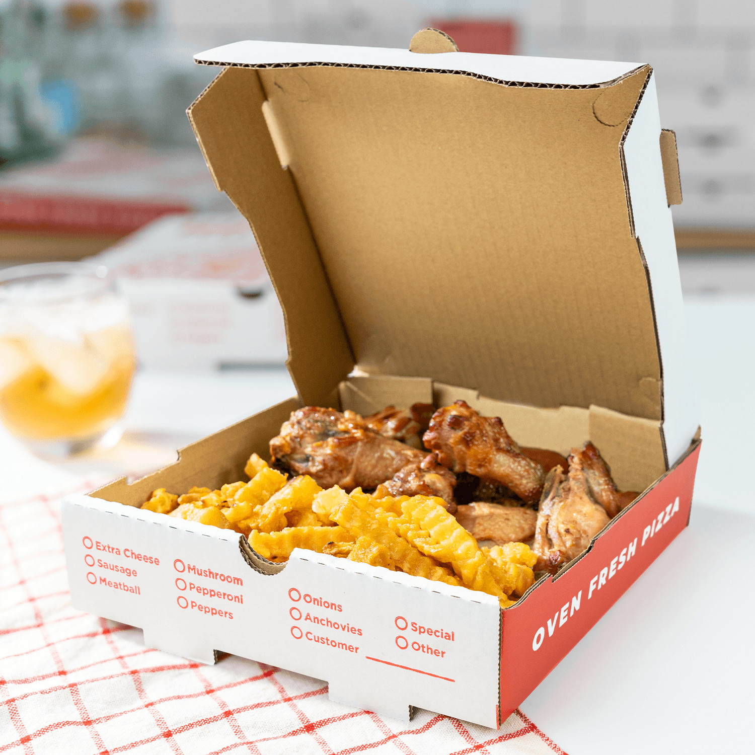 Karat Corrugated Pizza Box, 8»x8»x2», Generic Print – 50 pcs, FP-PBF08WG