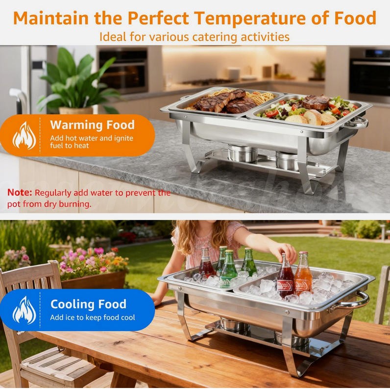 2/4/6/8X Chafing Dish Stainless Steel Chafer Set Chafing Dish Set Warmer Buffet