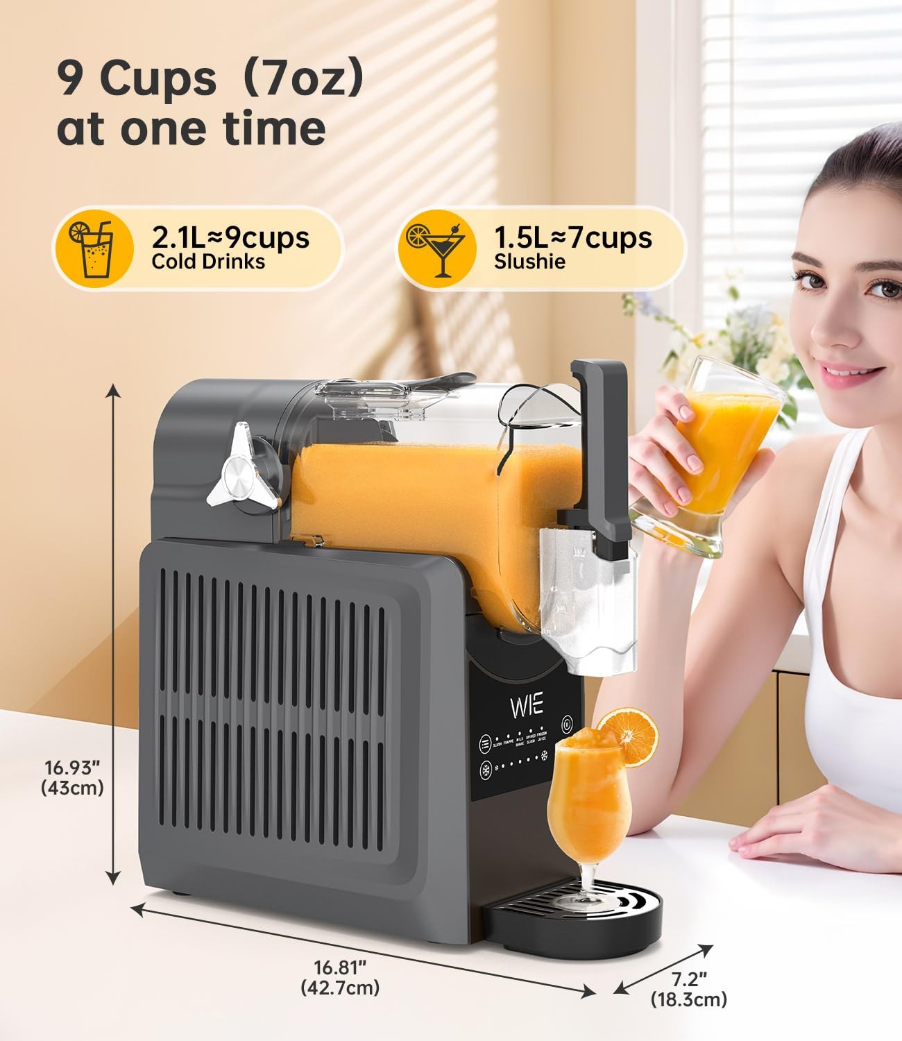 WIE Slushie Machine for Home, 88oz Slushy Machine No Ice Needed with 5 Presets,