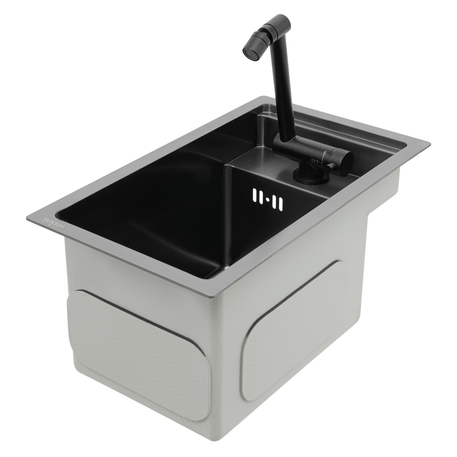 Single Bowl Kitchen Bar Sink Hidden Drop-in Kitchen Sink with Folding Faucet