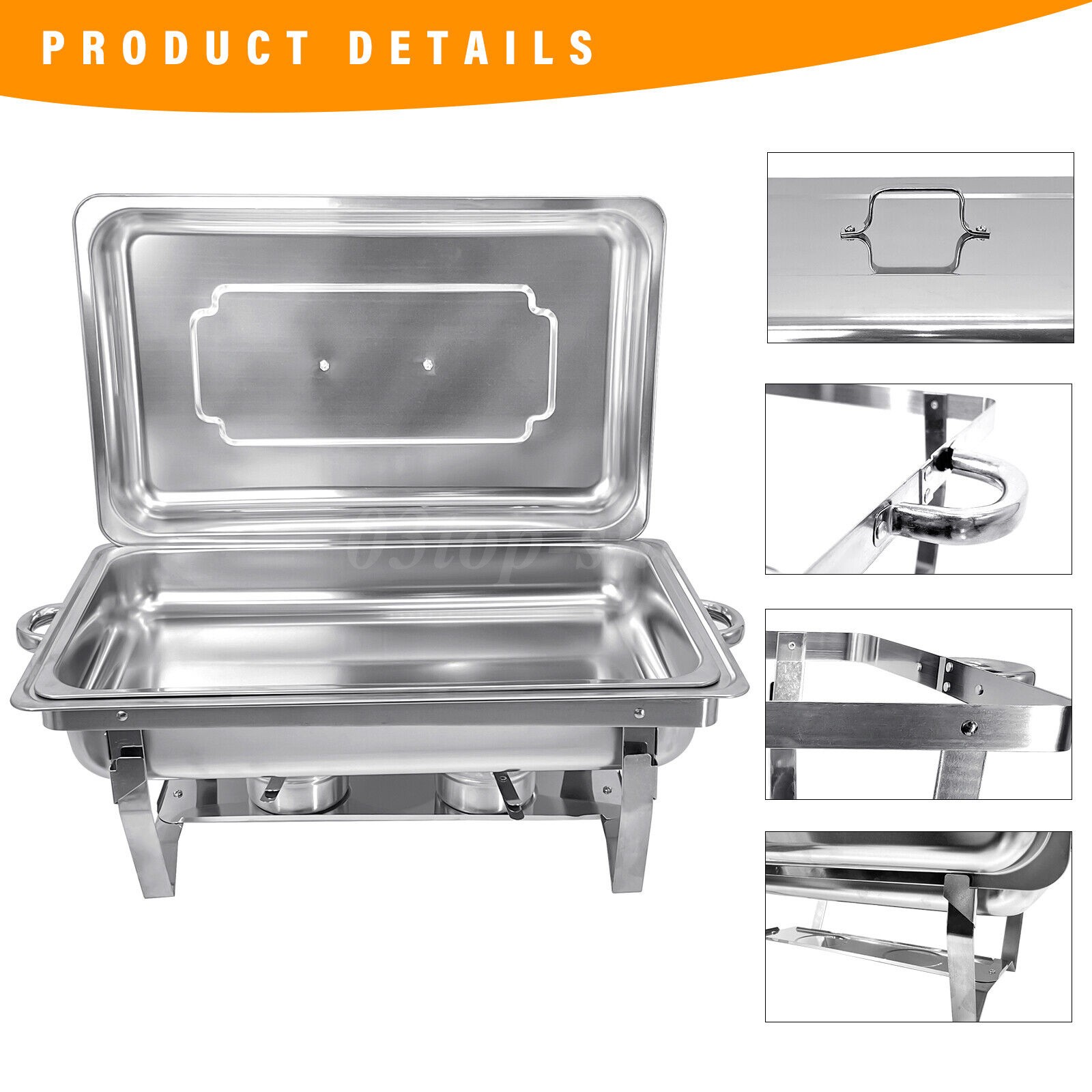 2 Pack 8QT Chafing Dish Stainless Steel Chafer Complete Set with 2 Warmer