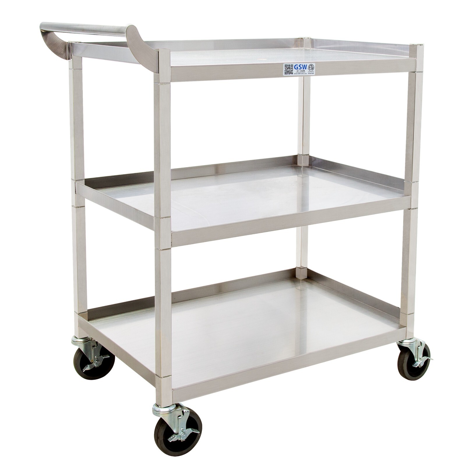 GSW C-31K Stainless Steel Cart with Swivel Casters (26.5″W x 15.5″D x 35.5″H)