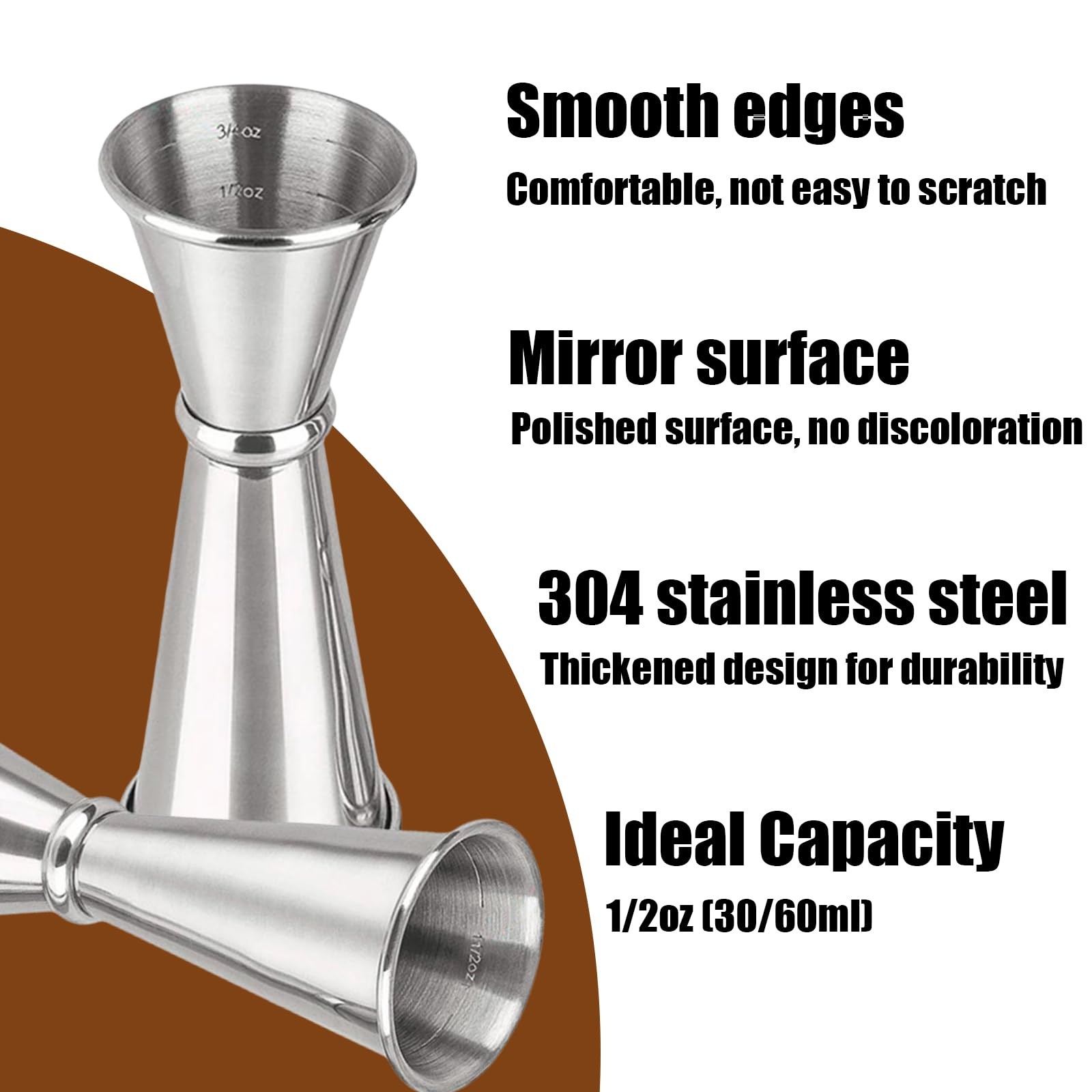 Jigger for Bartending, Cocktail 2 oz 1 with 1 count, Sliver