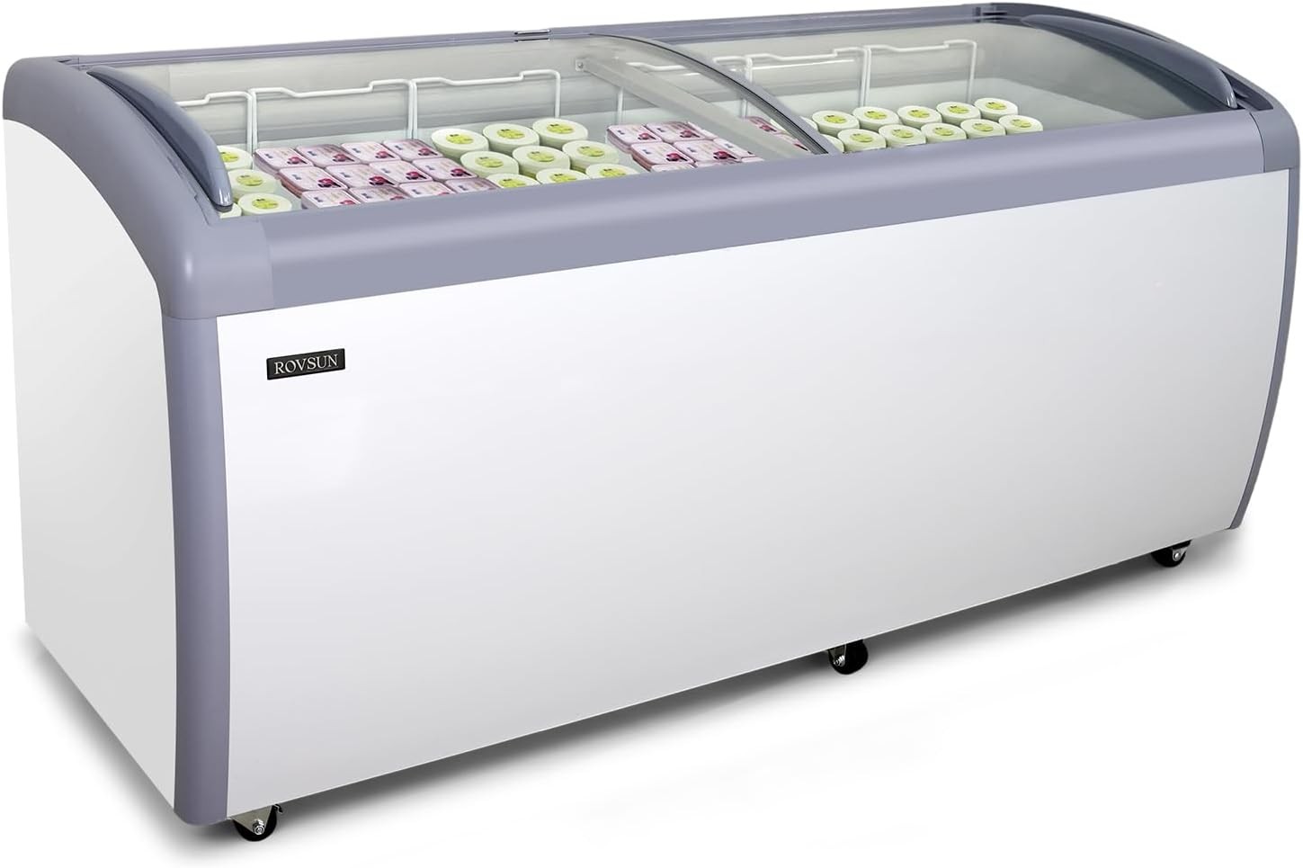 19 cu.ft Commercial Ice Cream Freezer Display Case with 6 Storage Baskets,Wheels