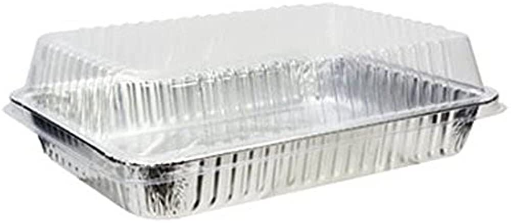 Disposable 9X13 Regular Weight Aluminum Foil Pans Half Size with Dome lid
