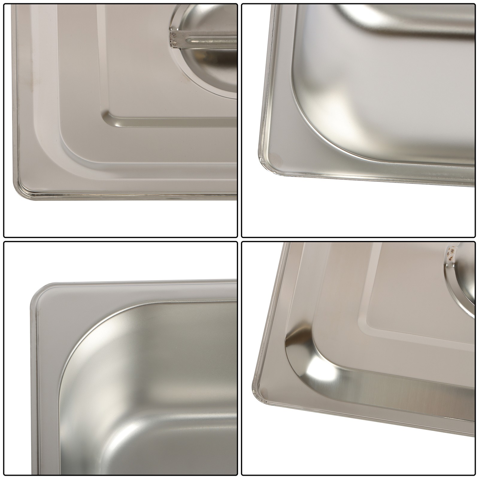 8 Pack Hotel Pans 1/2 Size Steam Table Pan 4″ Deep Stainless Steel with Lid