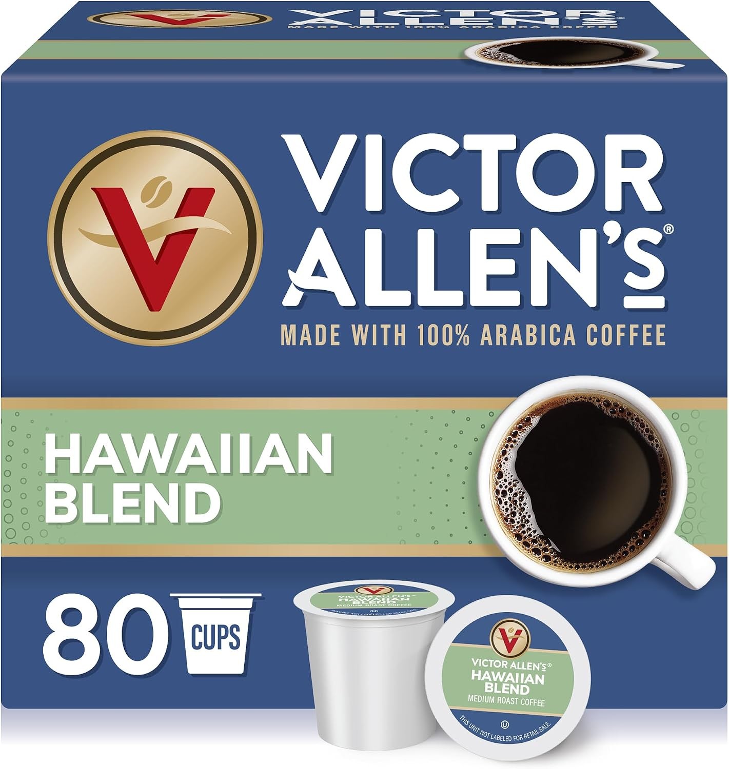 Victor Allen’s Coffee Pods Hawaiian Blend, Medium Roast, 80 Coffee Pods,