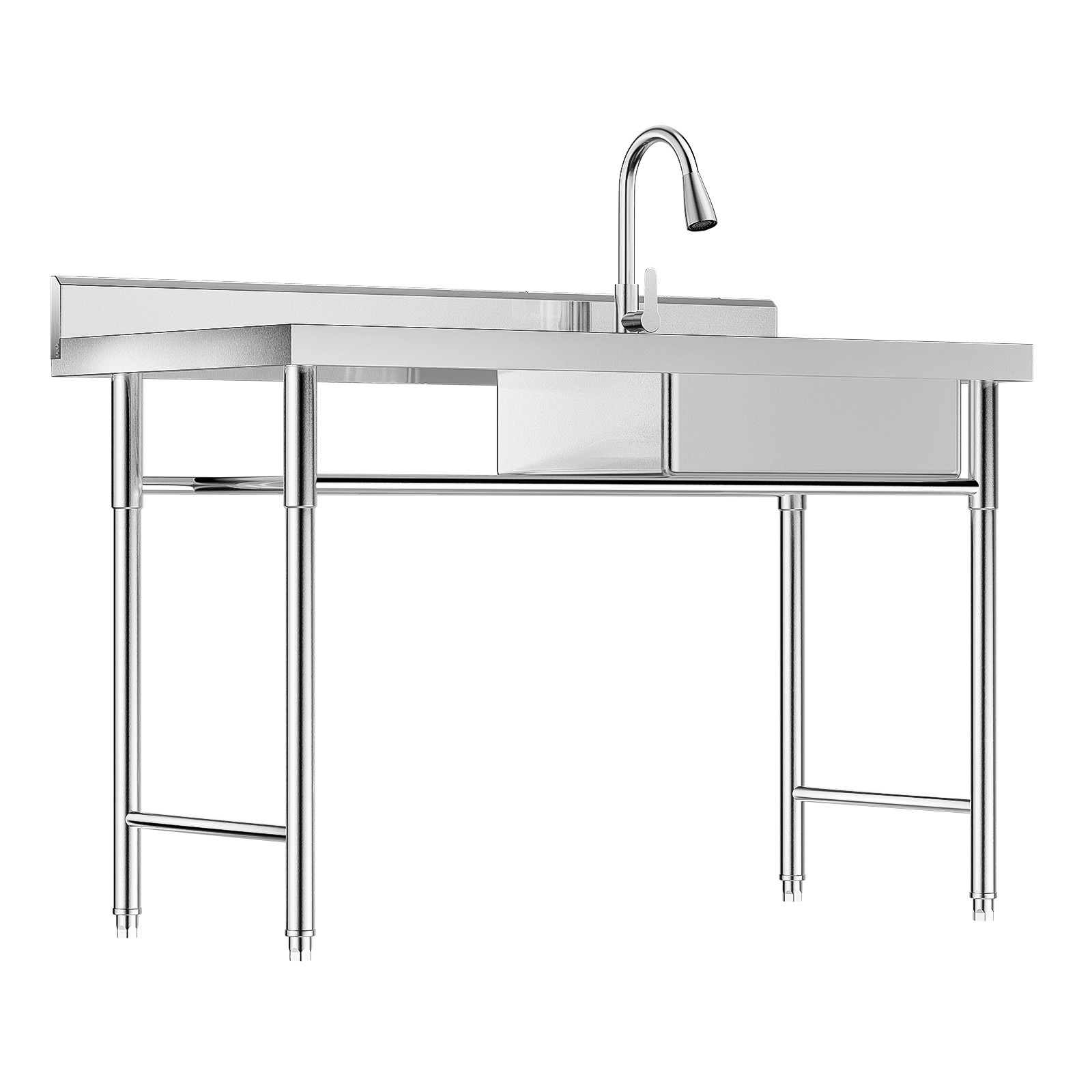1 Bowl Stainless Steel Commercial Utility Prep Sink Single Bowl w/ Workbench NEW