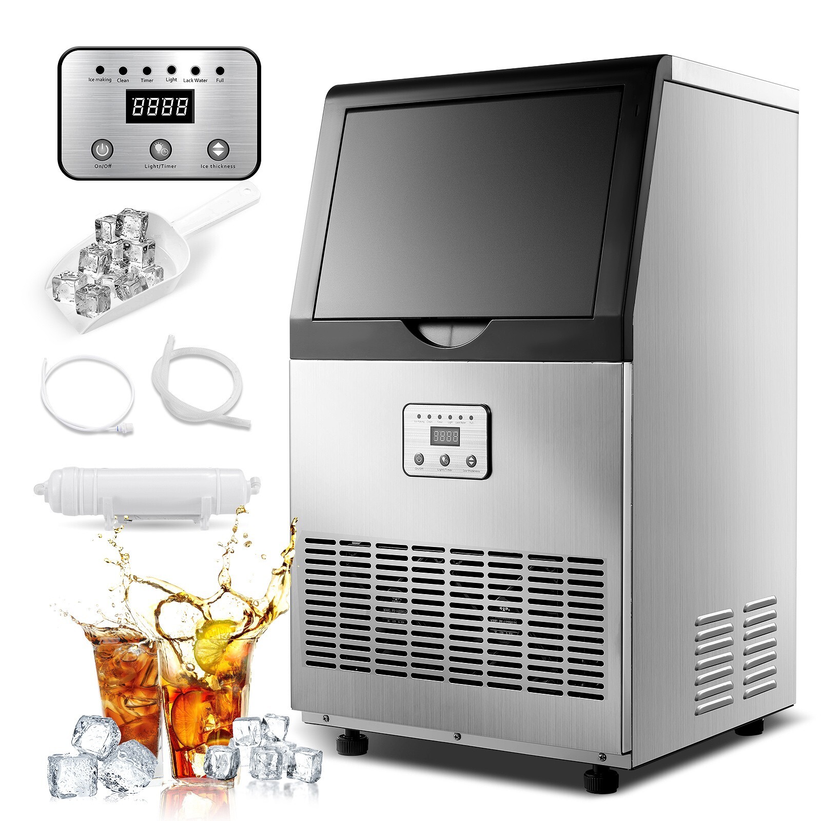 100lbs Commercial Ice Maker Built-in Cube Machine Bar Restaurant New