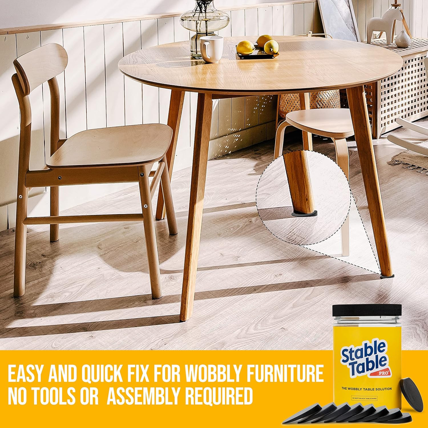 Stable Table – Black Restaurant Table Leg 30 Shim Wedges Premium Furniture Level