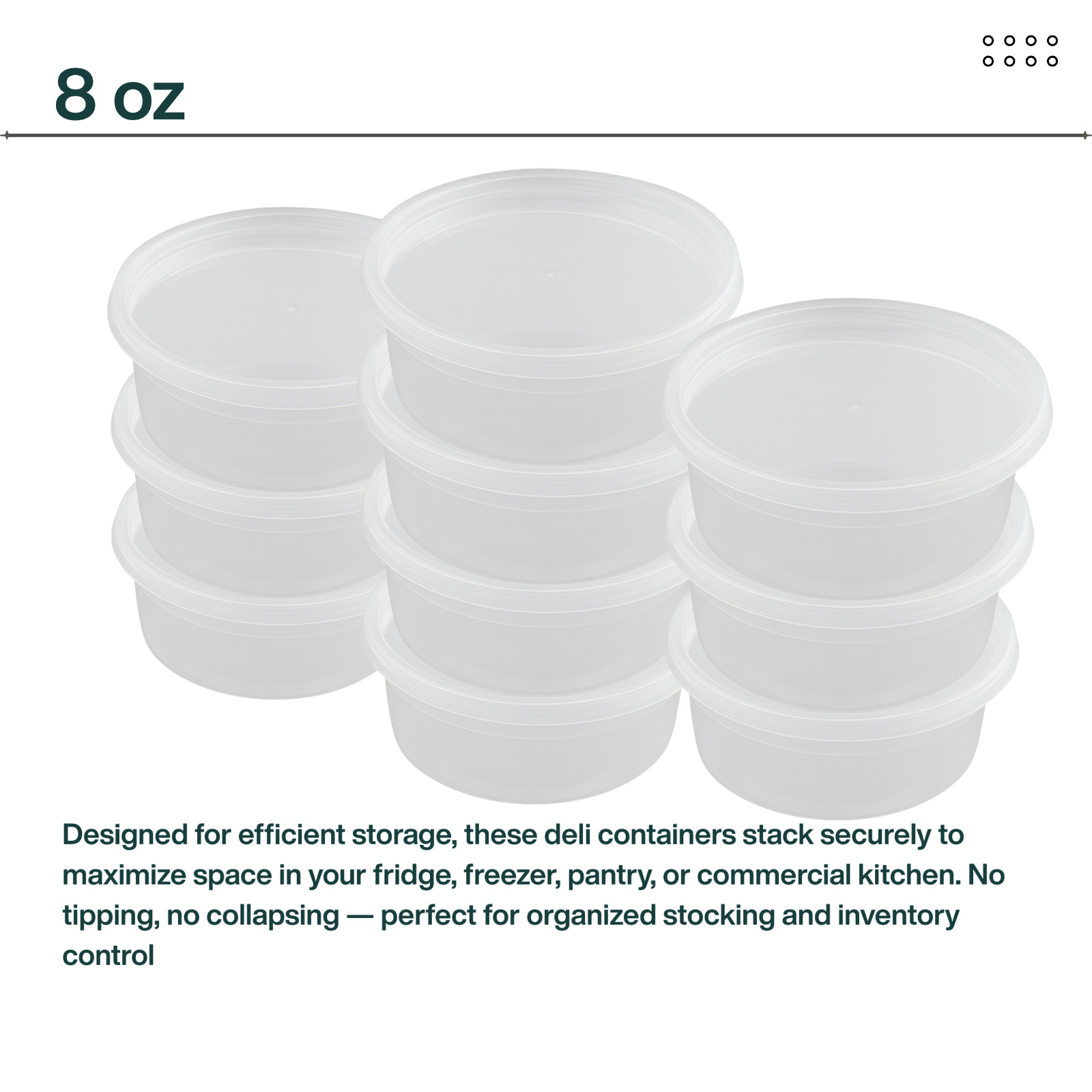 Heavy Duty 8oz PP Deli Container 50sets