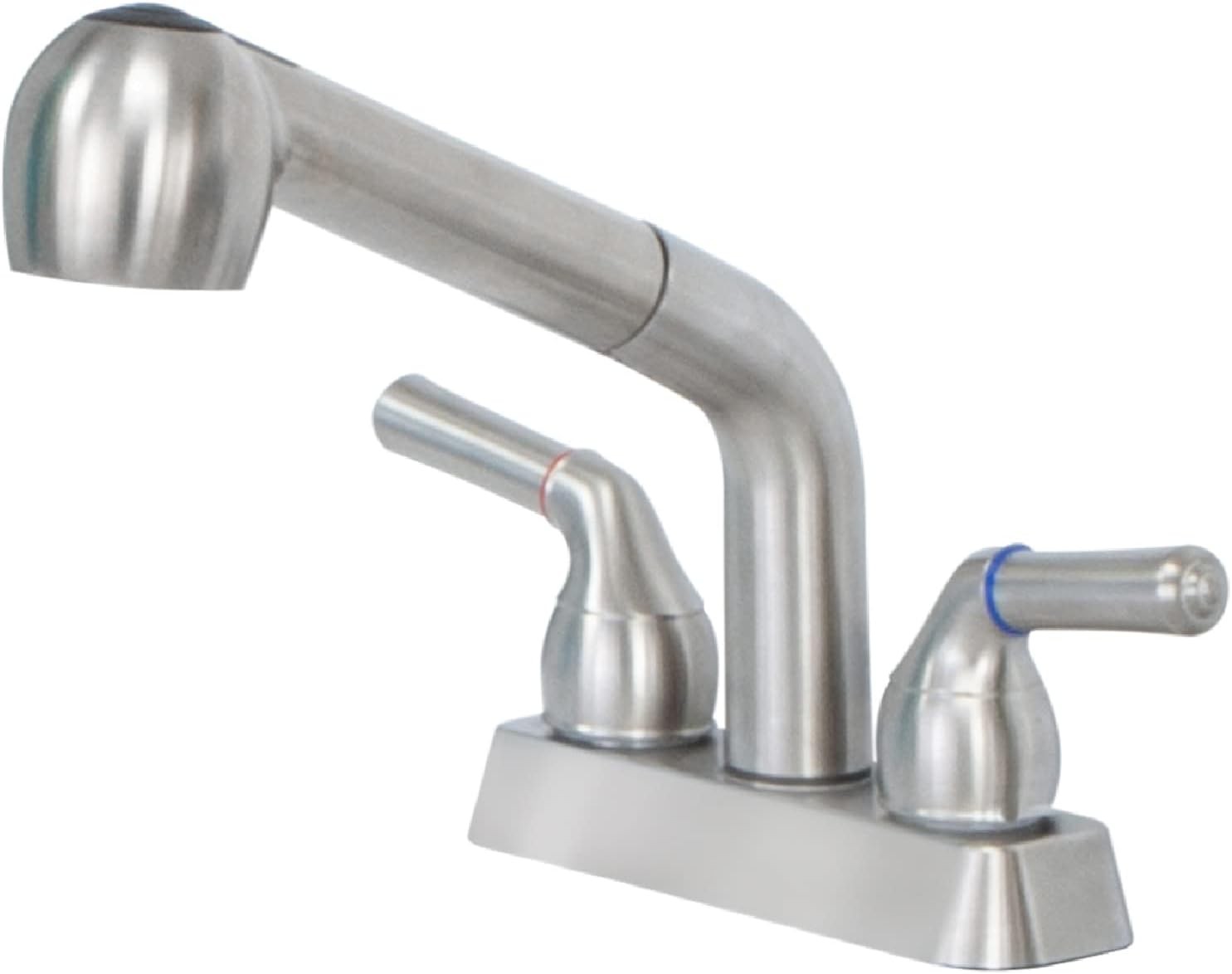 Dual Handle Pull Out Faucet, Stainless Steel Finish, 4 Inch Center Set,
