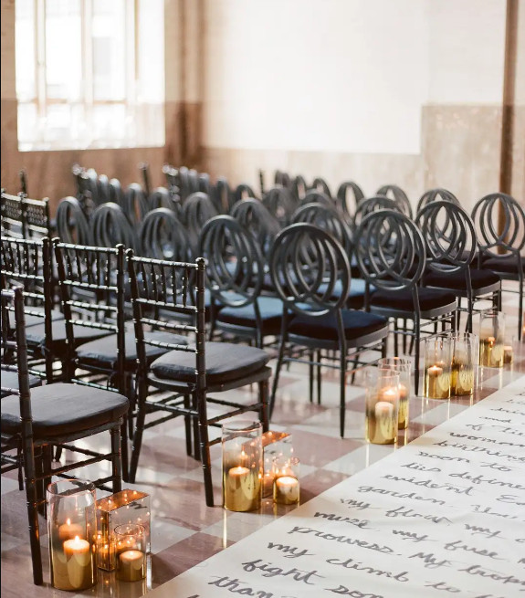 FOH 4pcs Party Black Chiavari Chair Stacking PP Dining Chairs for Wedding Party