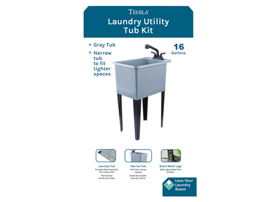 Laundry Tub 17.5″ in. W X 23.5″ D Freestanding Plastic Gray