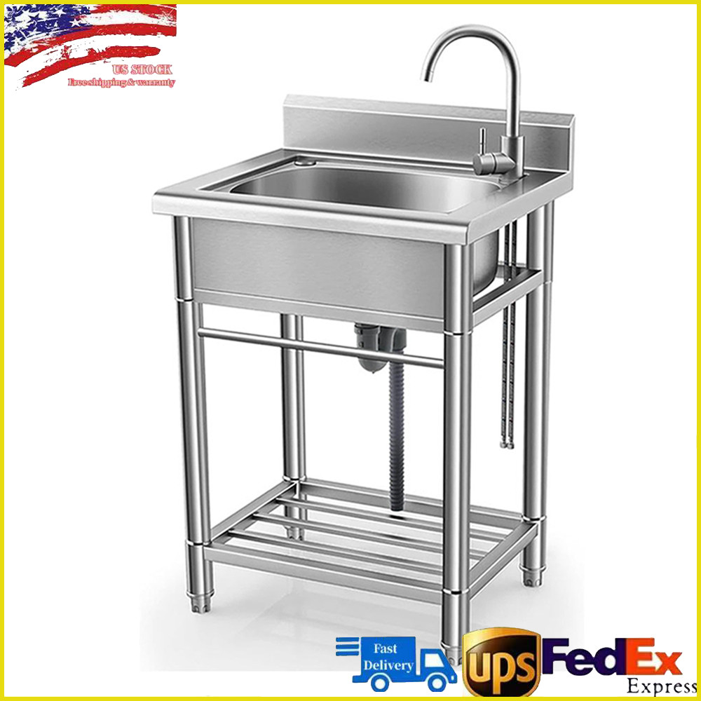 Utility Kitchen Sink Stainless Steel Commercial Freestanding Compartment Sink
