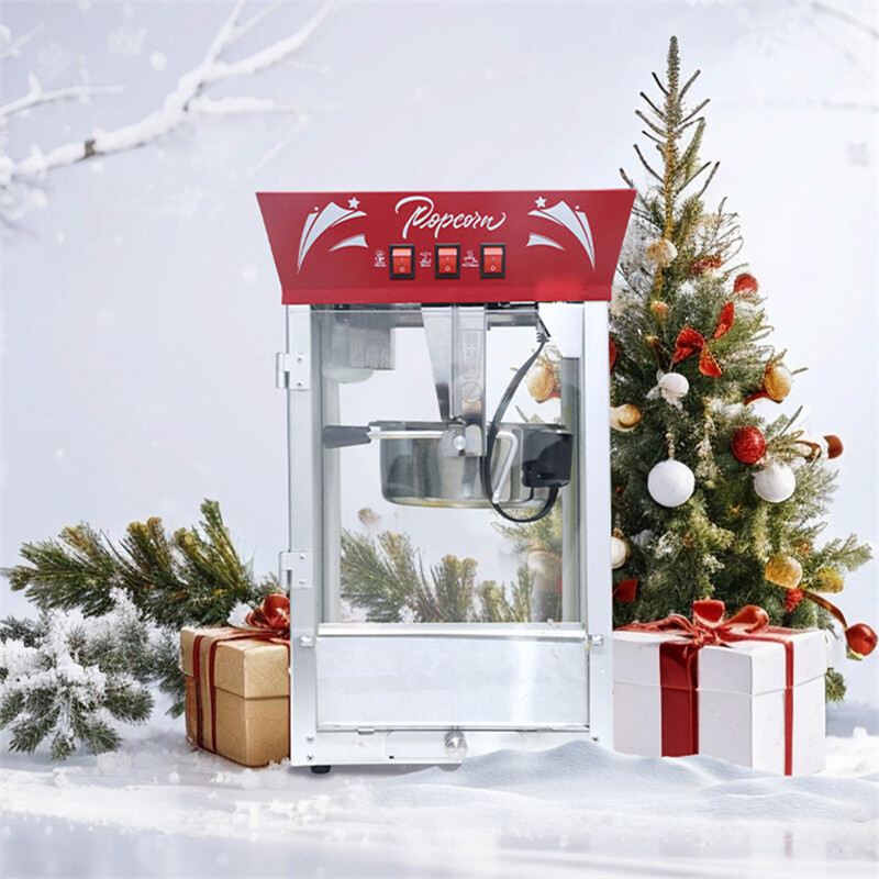 12 oz Kettle Commercial Popcorn Maker Machine Tempered Glass Warming Deck 850W