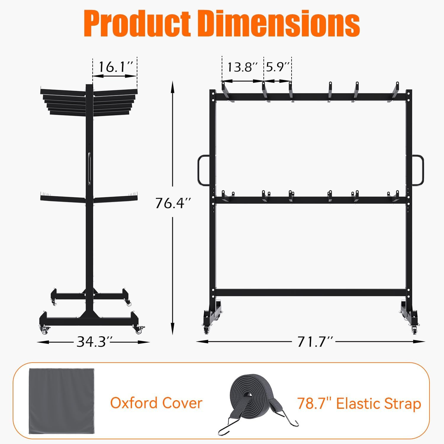 Folding Chair Rack Cart for 84 Chairs/12 Tables of 1080LBS w/Weatherproof Cover