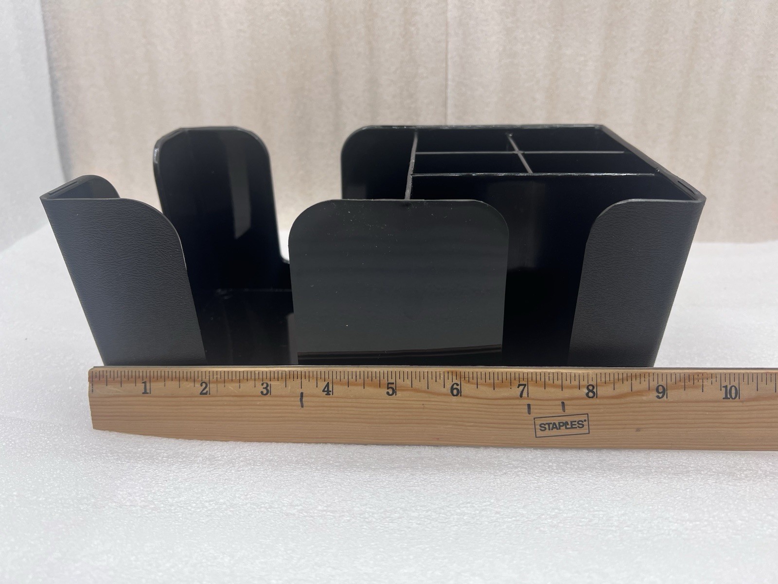 Choice 6-Compartment Bar Caddy Black Plastic Countertop Organizer Napkins Straws