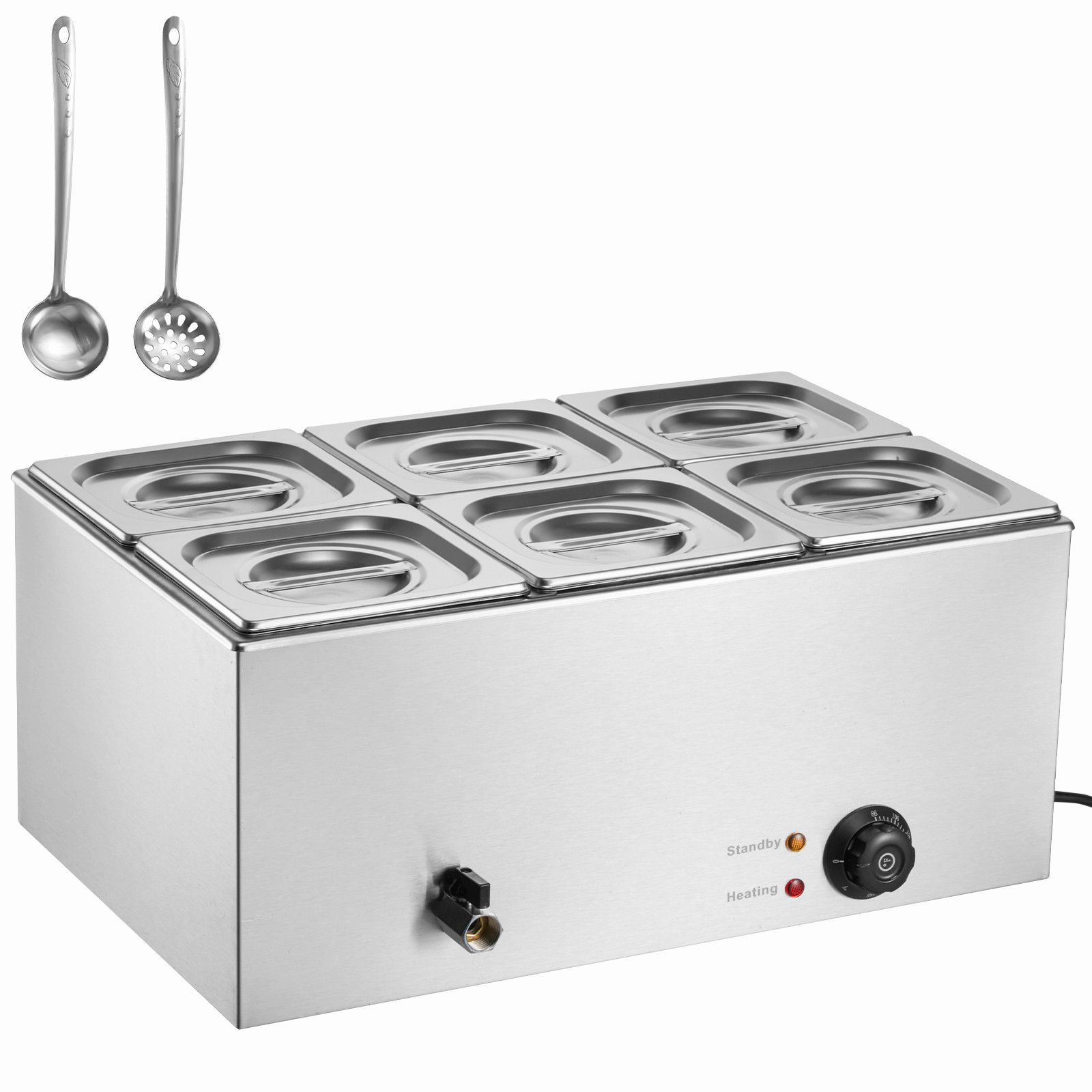 Commercial Food Warmer 6-Pan Countertop Buffet Bain Marie Electric Steamers