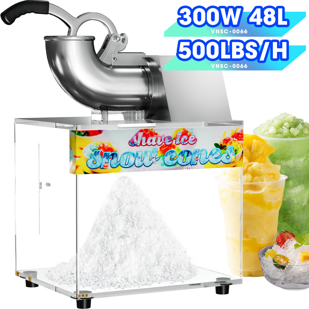 500lbs/h Electric Snow Cone Machine Ice Shaver Maker Shaving Crusher Dual Blades