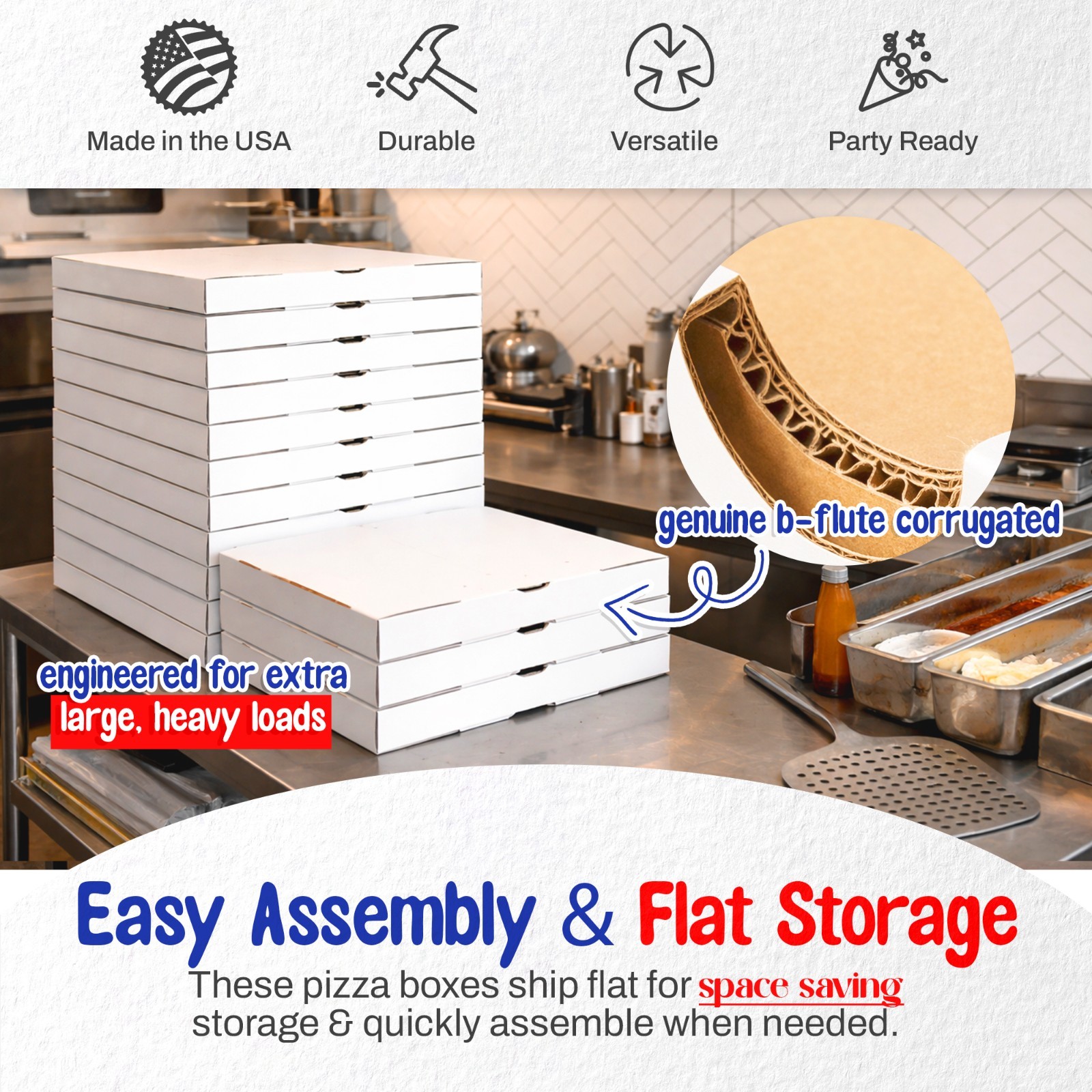 MT Products 16″ x 16″ x 2″ White Pizza Boxes B-Flute Cardboard – Pack of 10