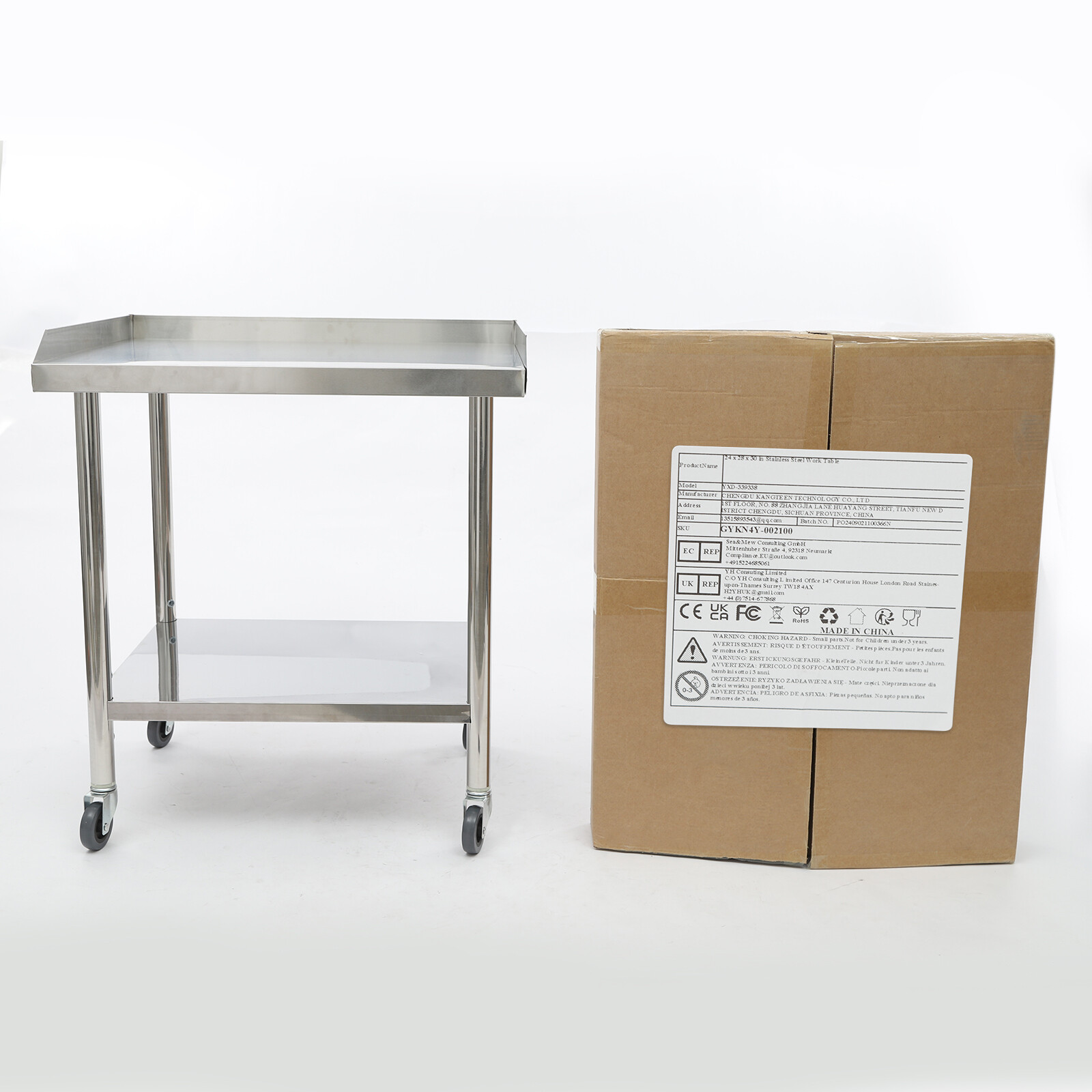 Work Table Stainless Steel 2-Layer Work Table Commercial Prep Bench 1102 lbs