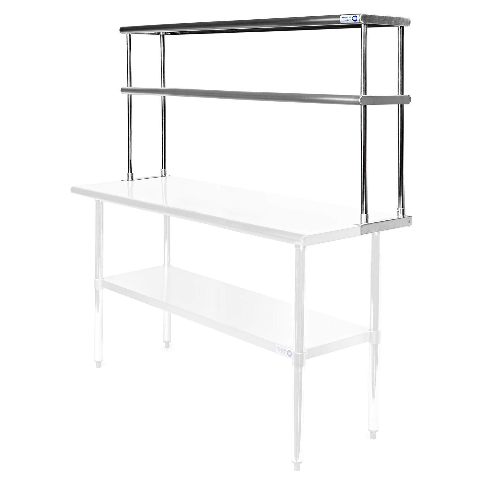 Stainless Steel Commercial Wide Double Overshelf – 60″ x 12″ – for Prep Table