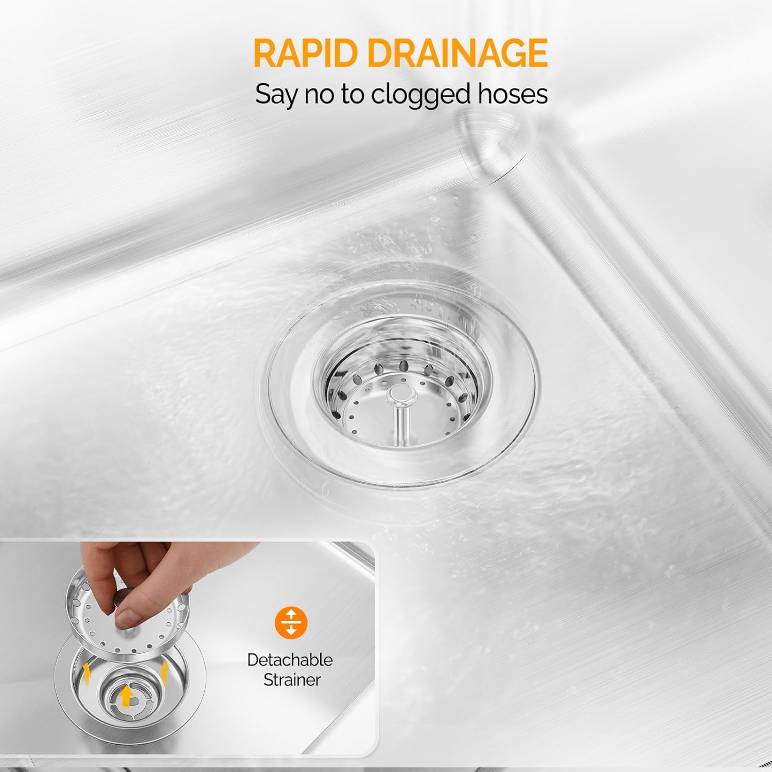 3 Compartment Commercial Sink with Double Drainboard 60″L x 18.4″W x 33″H Silver