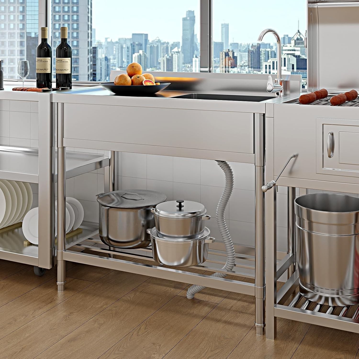 39″x20″x37″ Kitchen Sink Commercial 1 Compartments Stainless Steel Utility Sink