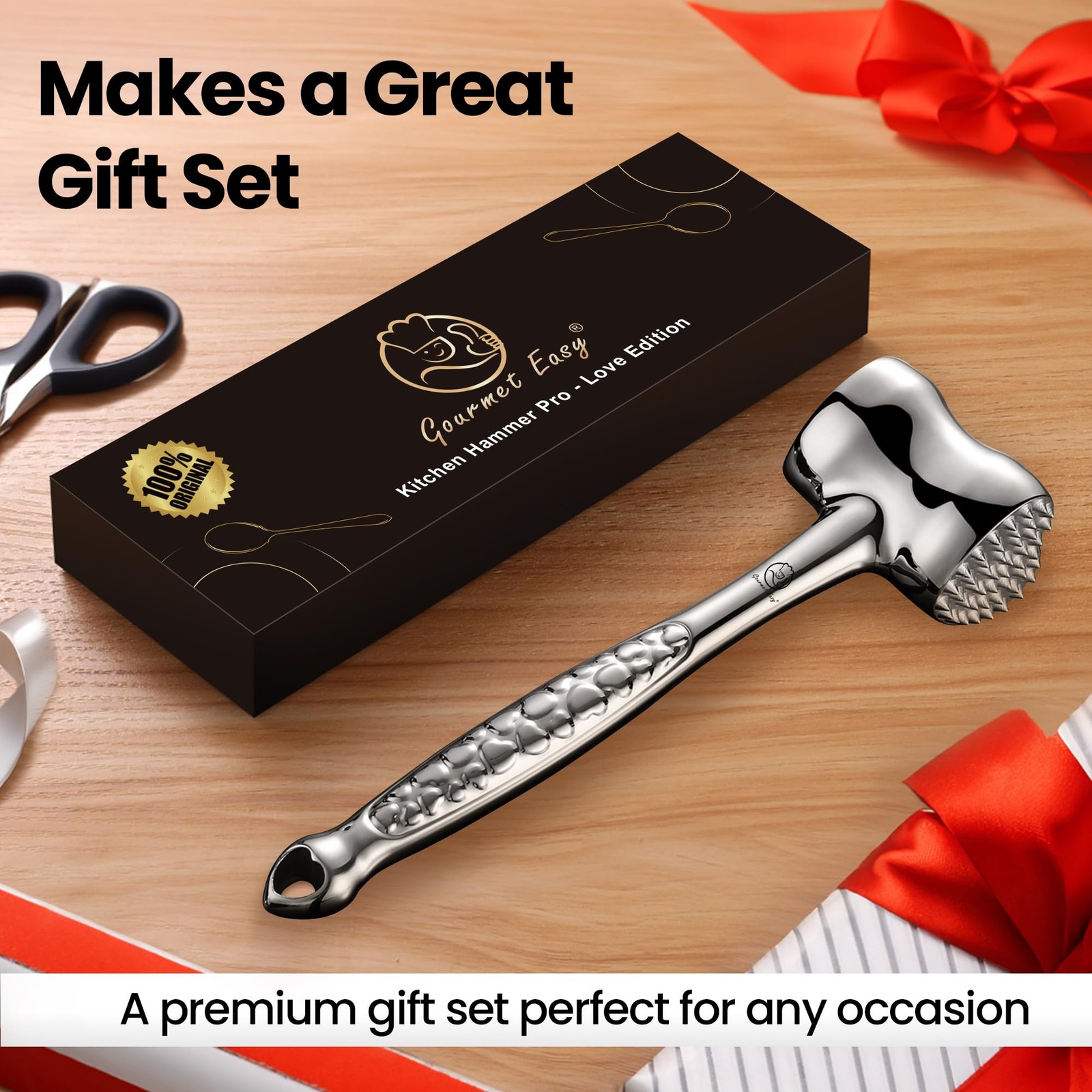 Stainless Steel Meat Tenderizer Tool, Premium 11*3*2 inches, Love Edition