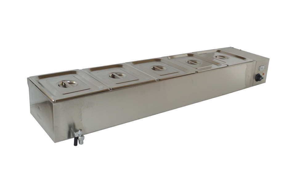 110V 5 Pans*1/2 Size Commercial Buffet Food Warmer with Glass Sneeze Guard