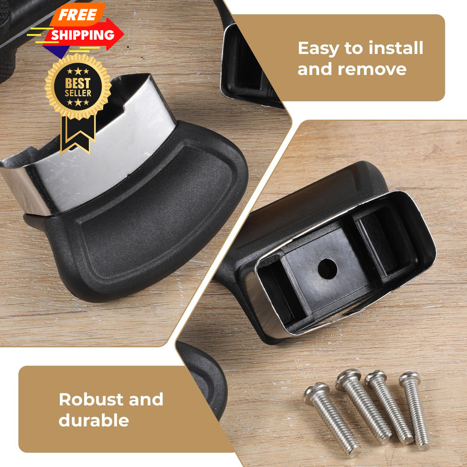 2Pcs Replacement Handles for Single-hole Pots and Pans, one size, Black