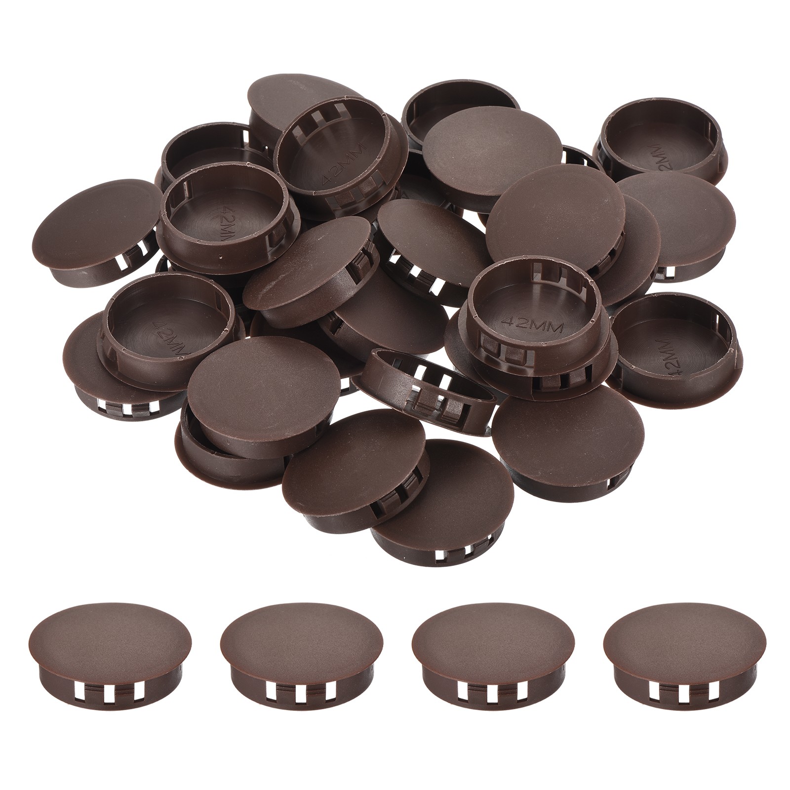 32Pcs 45mm Brown Nylon Plastic Round Locking Hole Plugs Insert End Cap
