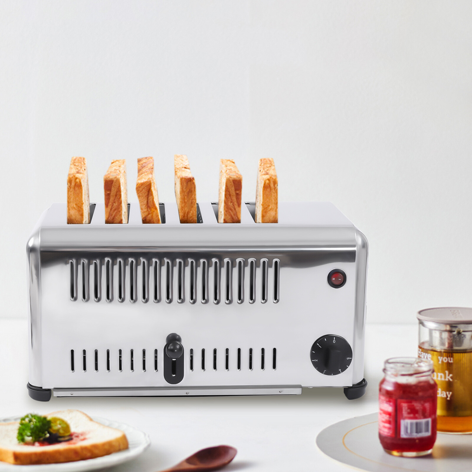 6-Slice Toaster Silver Pop-Up Electric Toaster Stainless Steel 6 Slots Toaster~