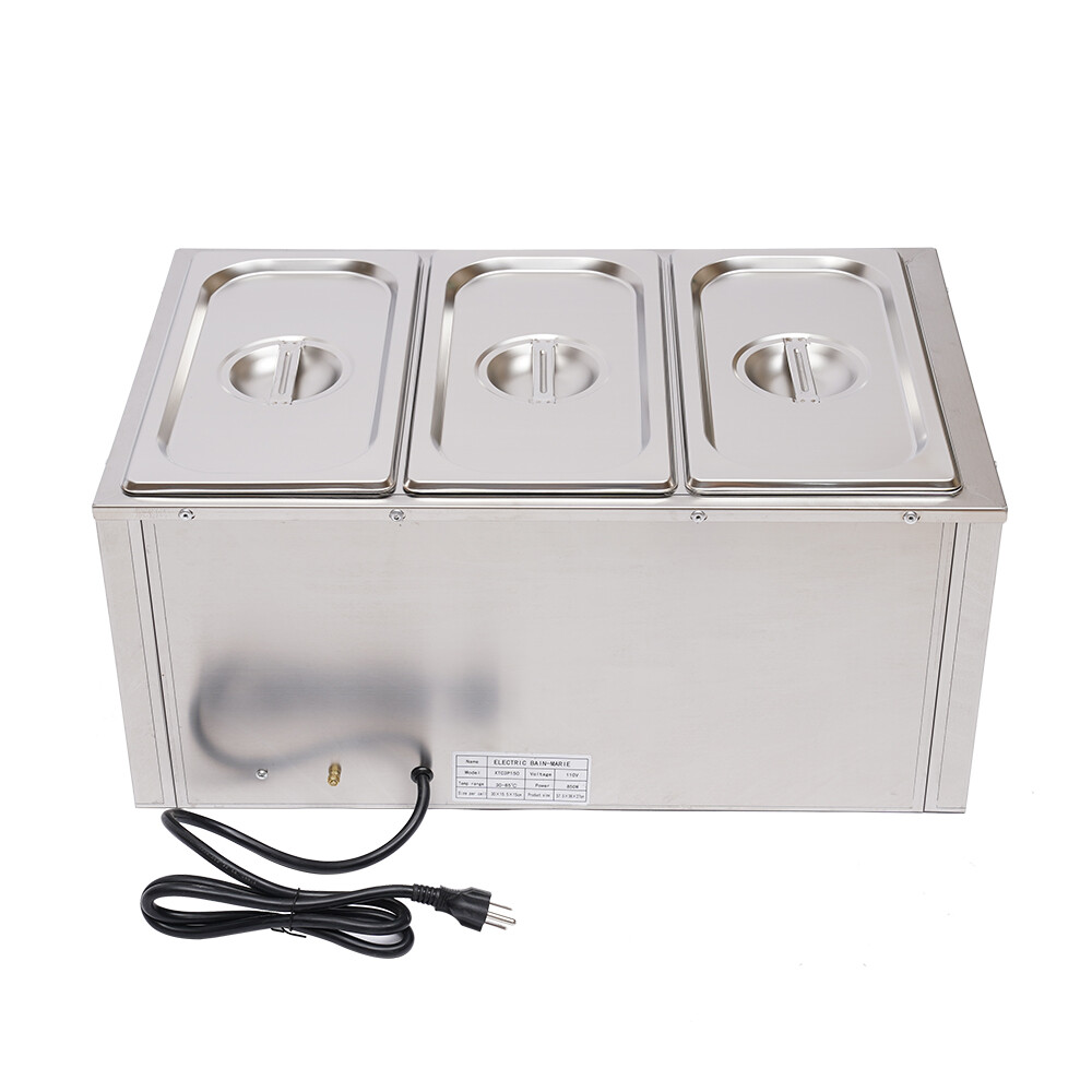 3-Pan Commercial Electric Food Warmer Steam Table Buffet Bain Marie Countertop