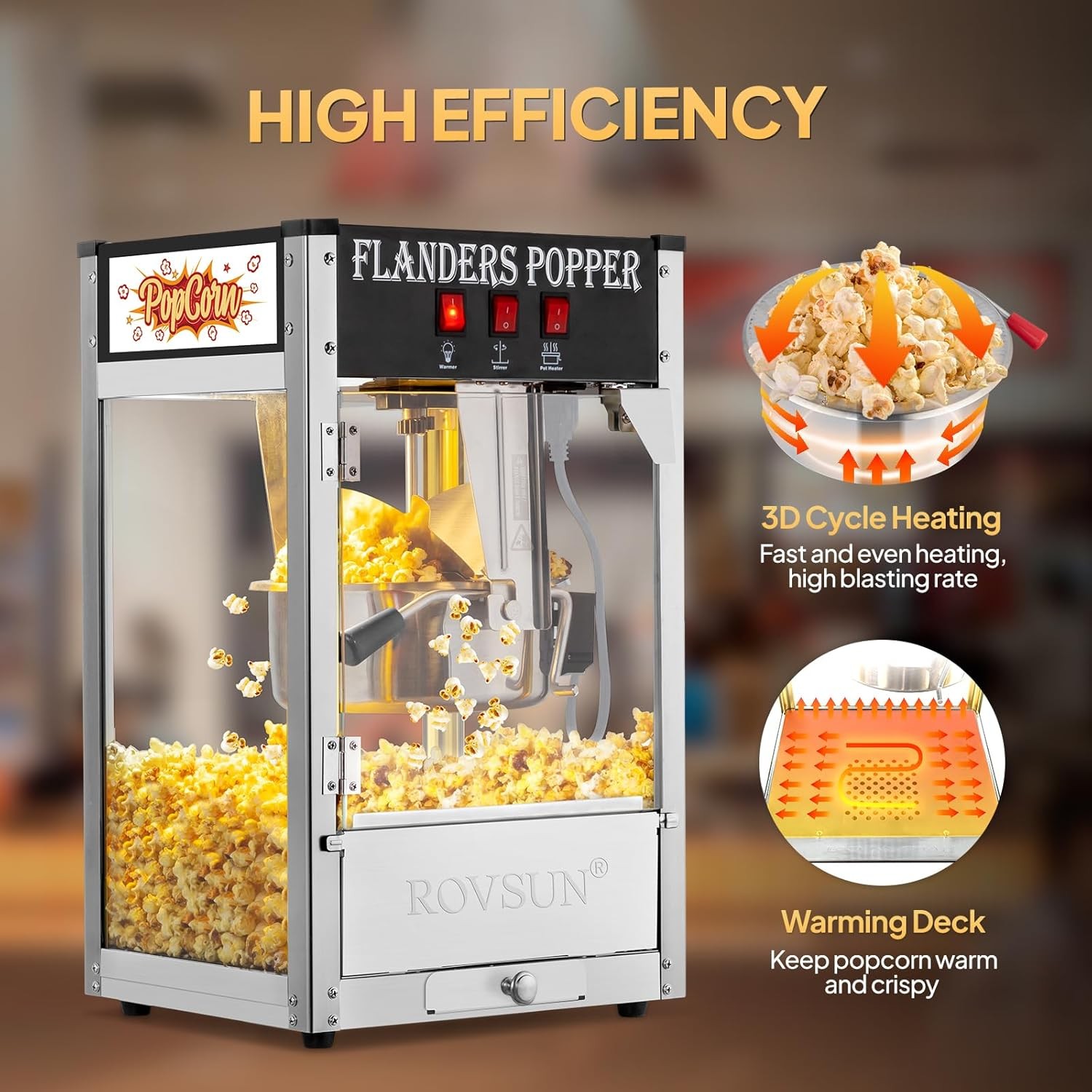 ROVSUN Commercial 8OZ Popcorn Machine Countertop Maker Vintage Style 850w Black