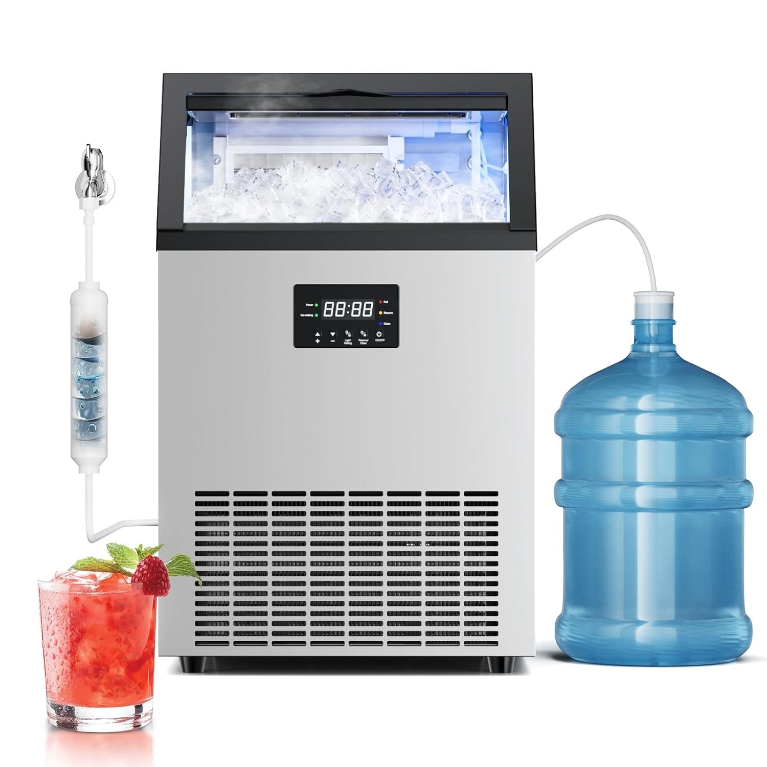 Commercial Ice Maker Machine 200lbs/Day Ice Cube Machine 40lbs Storage ETL Cert