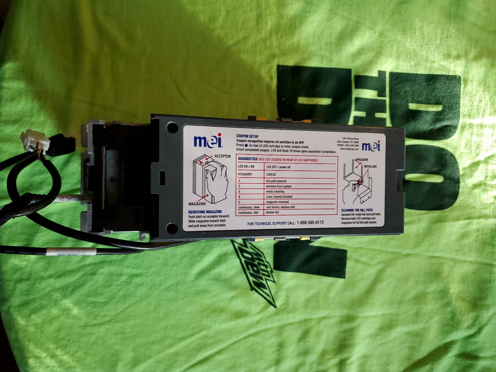 MEI MARS CPI VN 2712 U5 VN2712 MDB 24V $1,$5,$10 & $20 Bill Validator Acceptor