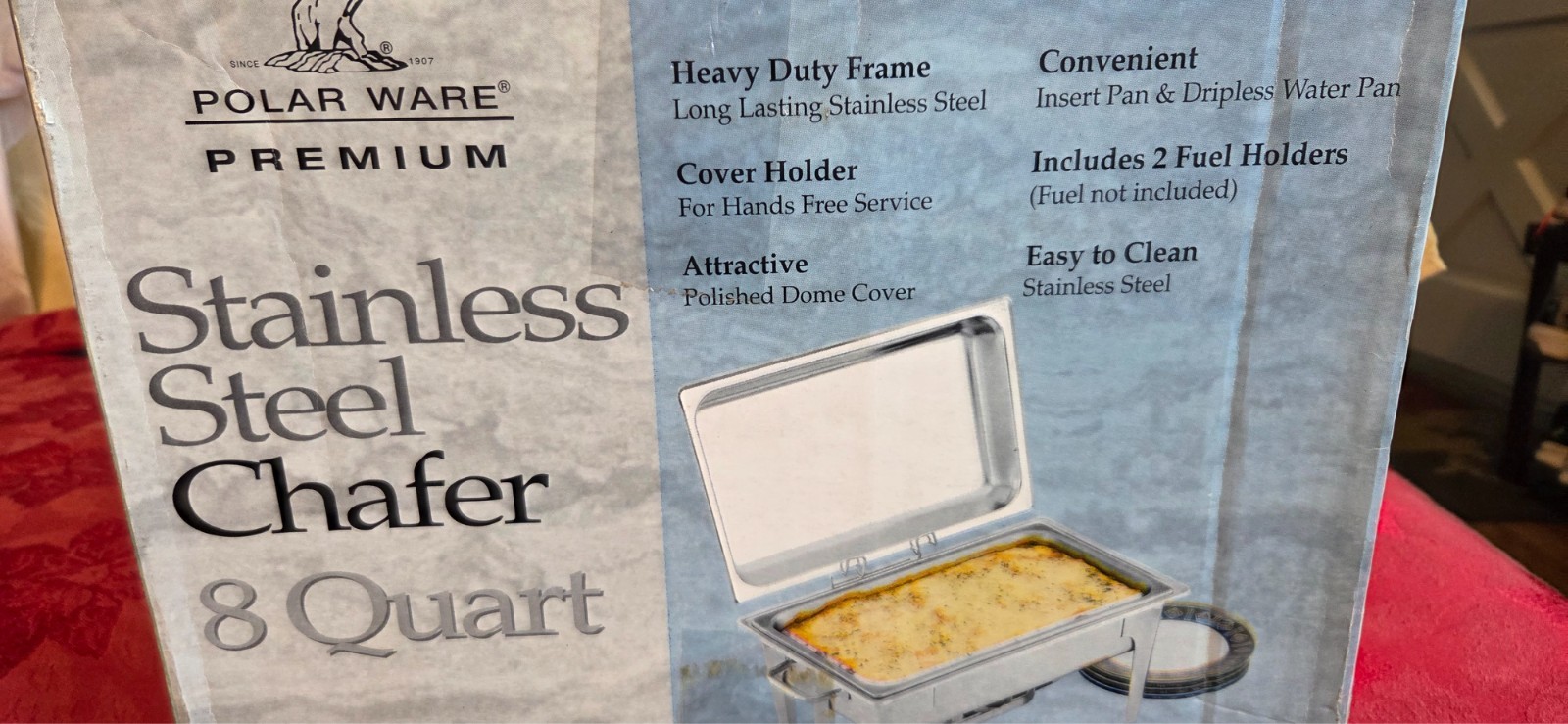 8 QUART RECTANGULAR POLAR WARE PREMIUM STAINLESS STEEL CHAFER DISH #4525