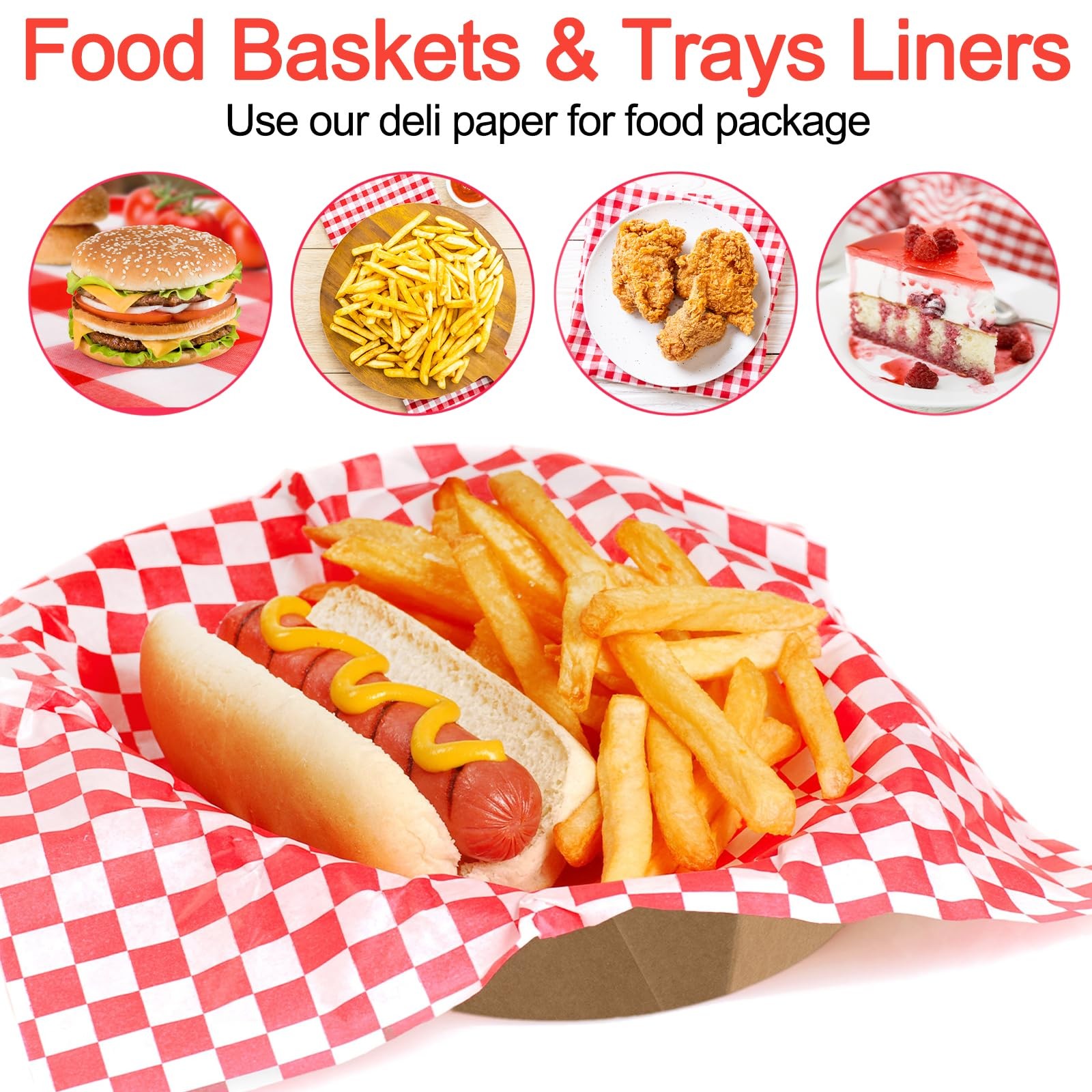 960 Pieces Deli Wax Paper Sheets 12 x 12 inches Checkered Sandwich Wrapping P…