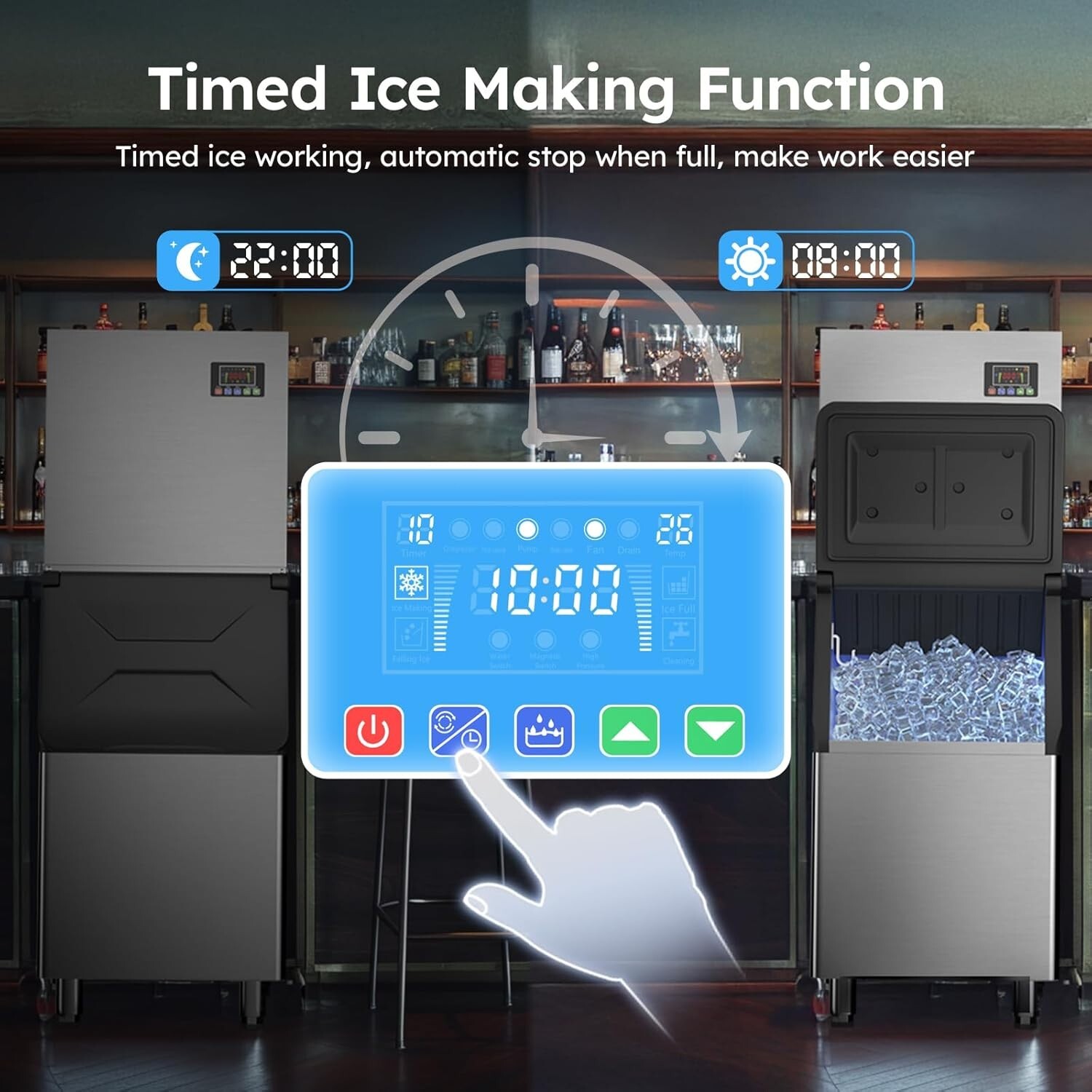 Commercial Ice Machine 680LBS/24H,Storage 560LBS,Large Industrial Ice Maker