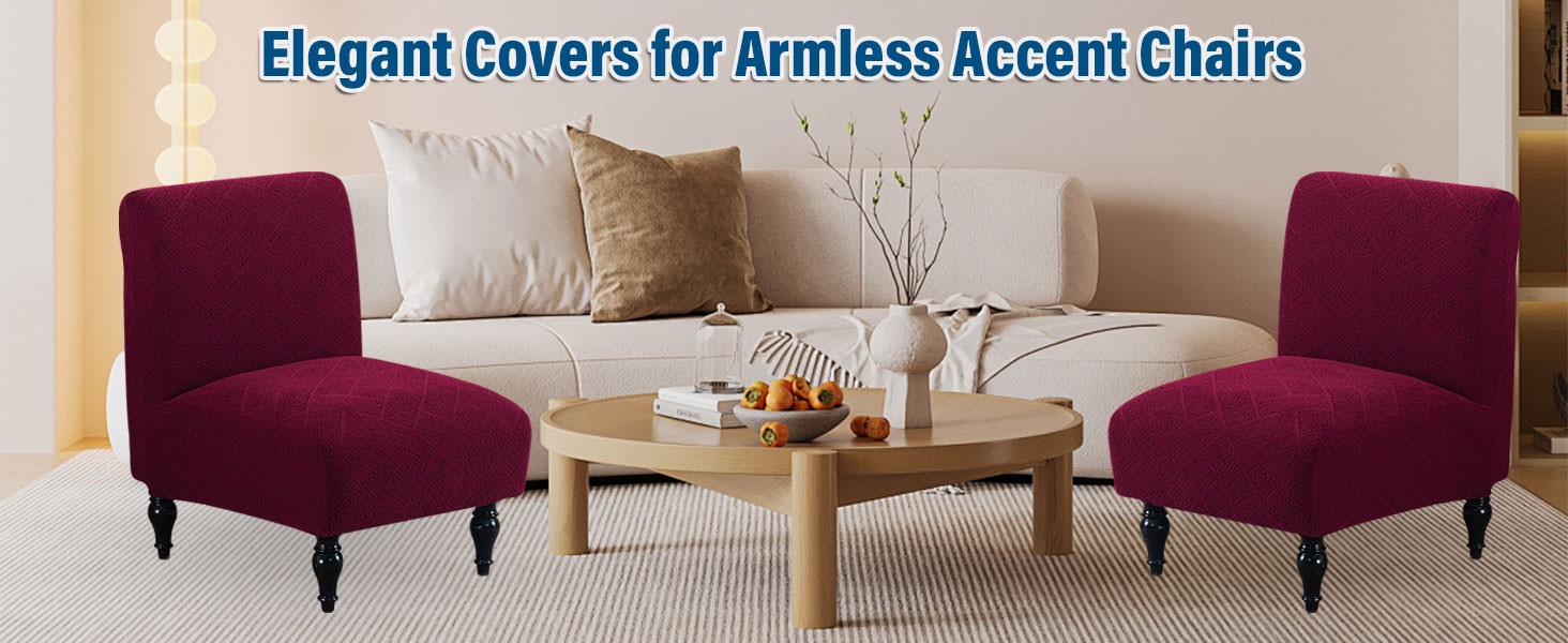 Armless Accent Chair Cover Stretch Slipper Chair Cover Without Arms Jacquard