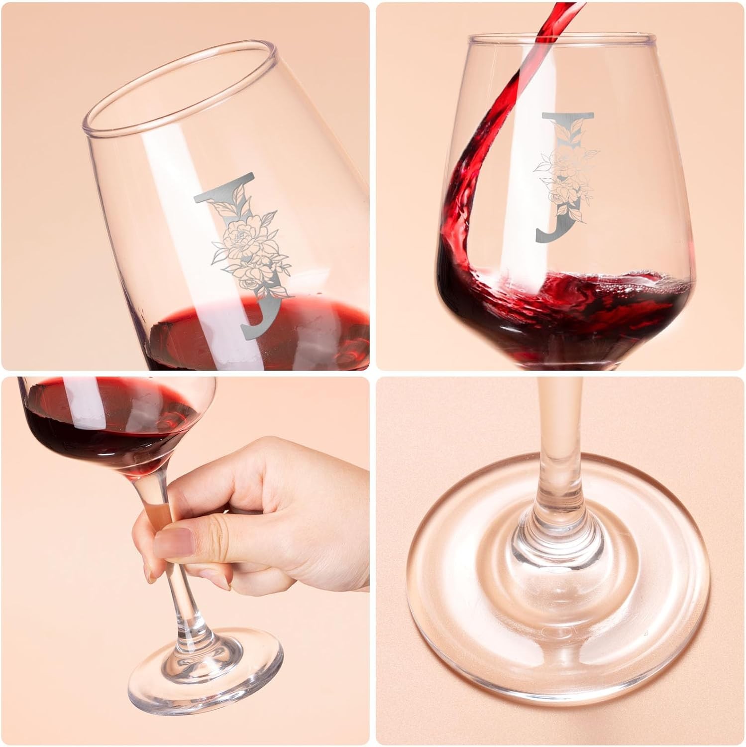 Monogrammed Wine Glass Gifts for Women Personalized A-Z Wine Glass Customized
