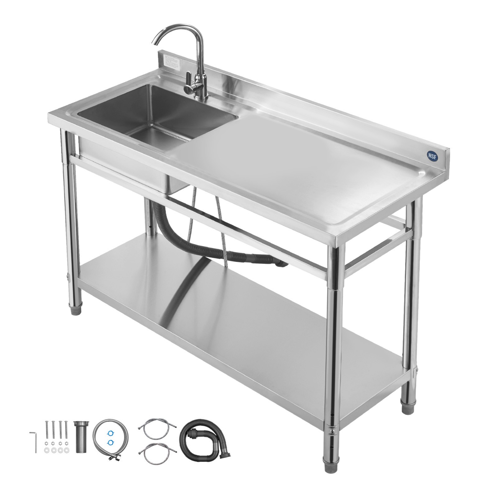 Uimoso Stainless Steel Utility Sink with Faucet, Single Bowl, 47.2×19.7×37 in