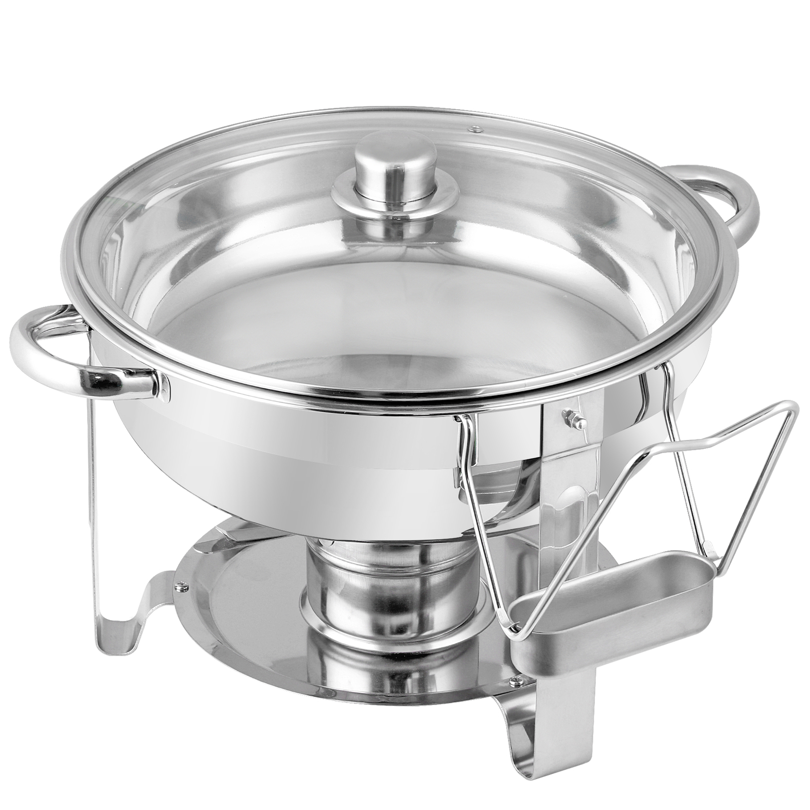 4 Packs Round Chafing Dish 5QT Stainless Steel Chafer Warmer Tray for Catering