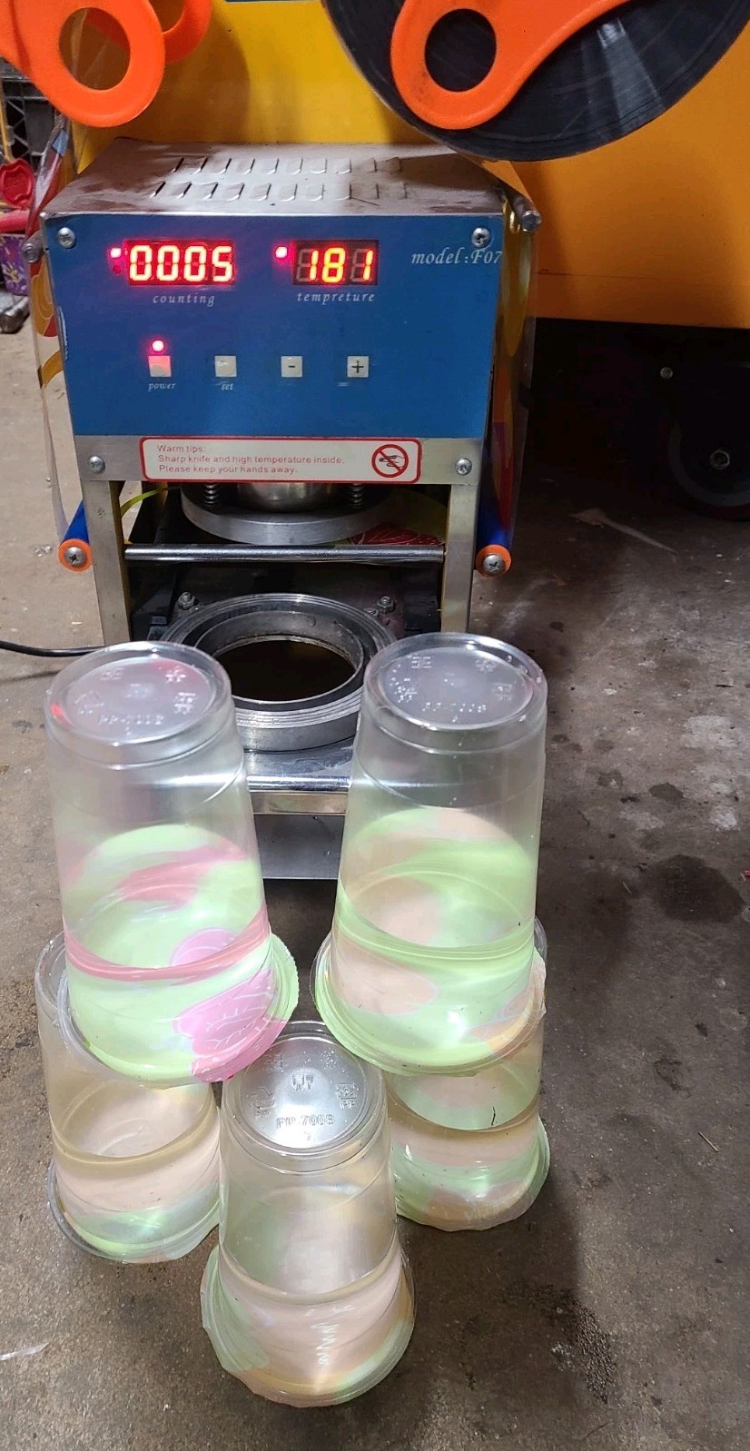 Automatic Cup Sealing Machine & 2 Rolls Of Film F07 Boba Bubble Tea Coffee