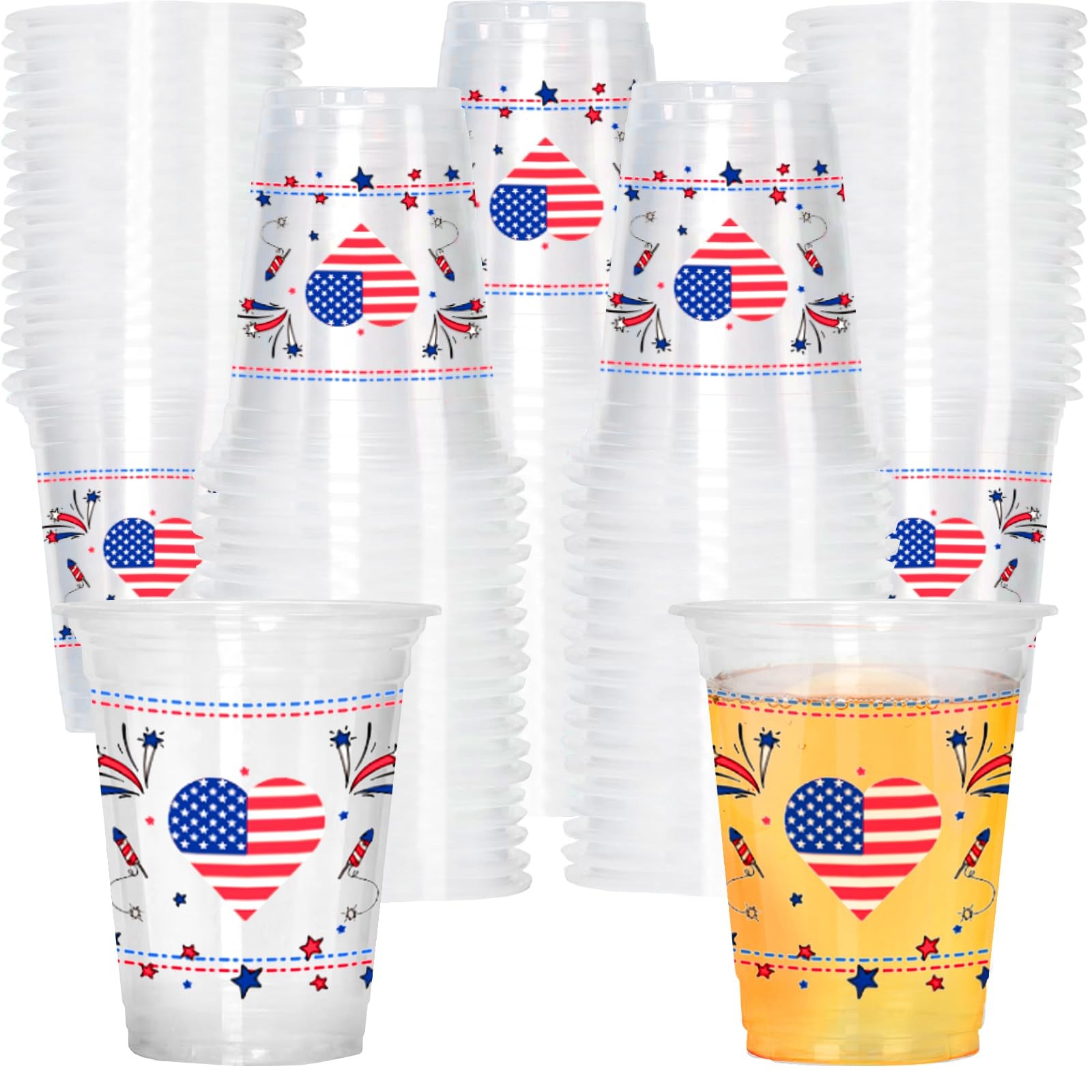 50 Pcs 12 oz 4th of July Plastic Cups Patriotic Plastic Cups Disposable Red …